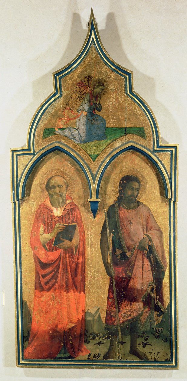 SS. Jerome og Johannes Døberen, sidepanel fra The Madonna and Child with the Holy Trinity Tabernacle, ca. 1430 (tempera på panel) (se også 94746, 94748) af Fra Angelico