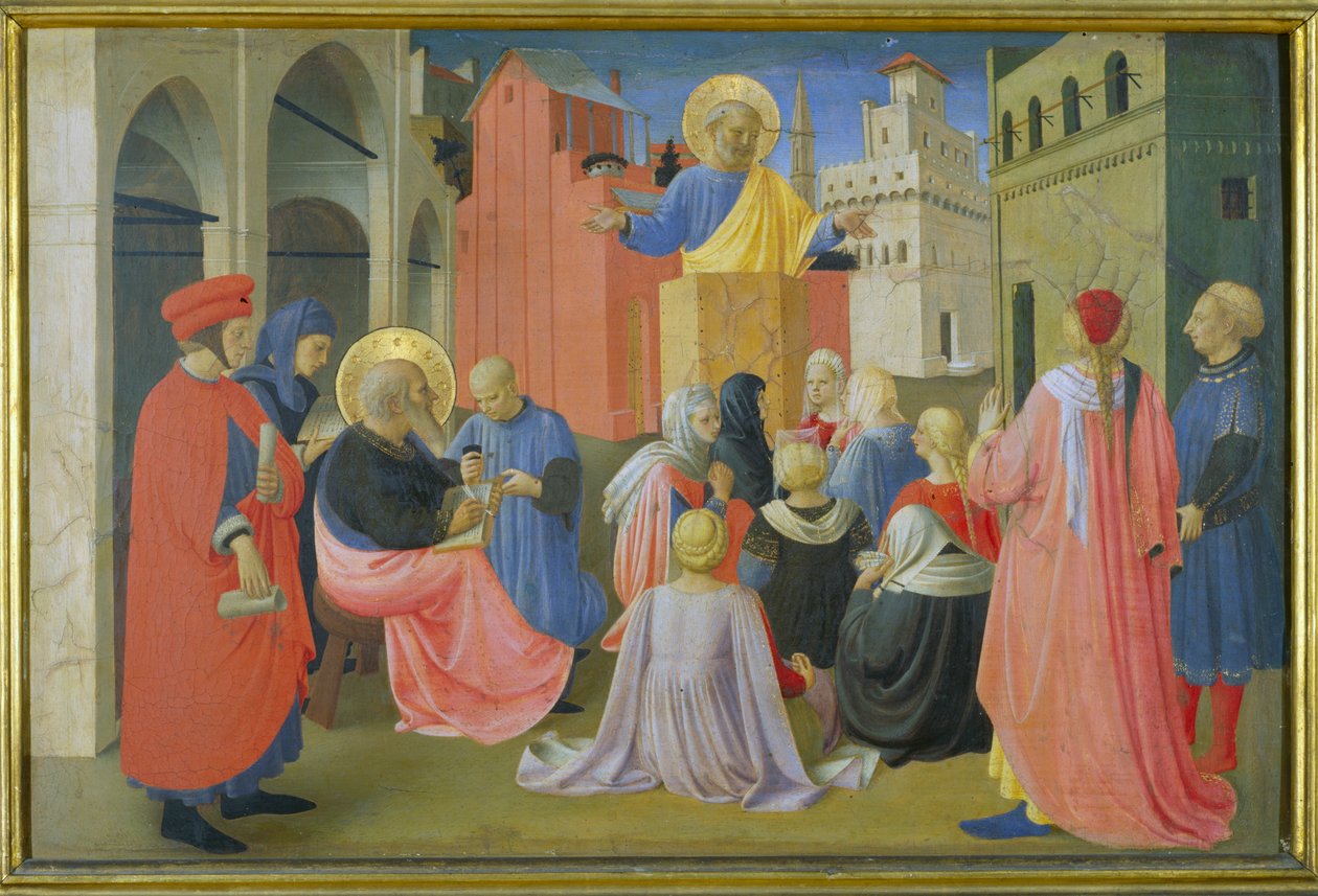 Sankt Peter prædiker, predella fra Linaiuoli-tripykken, 1433 (tempera på panel) af Fra Angelico