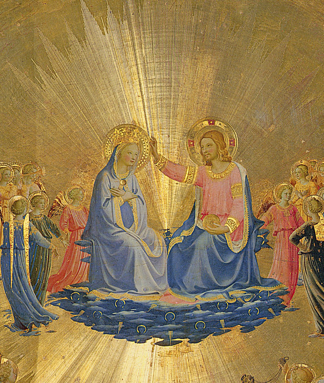 Jomfruens kroning, ca. 1440 (tempera på panel) (central detalje fra 49984) af Fra Angelico