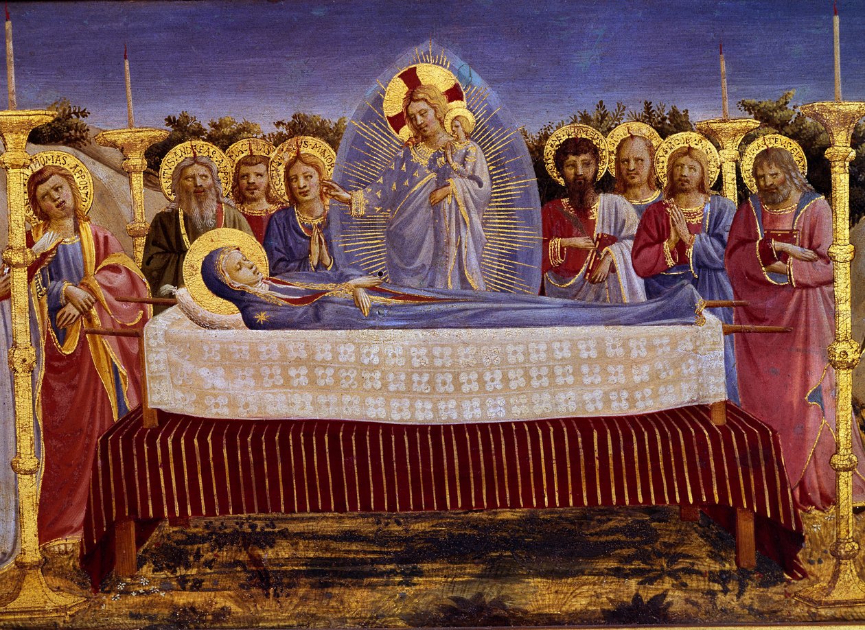 The Death of the Virgin, detalje, c.1435 tempera på paneldetalje af 78968 af Fra Angelico