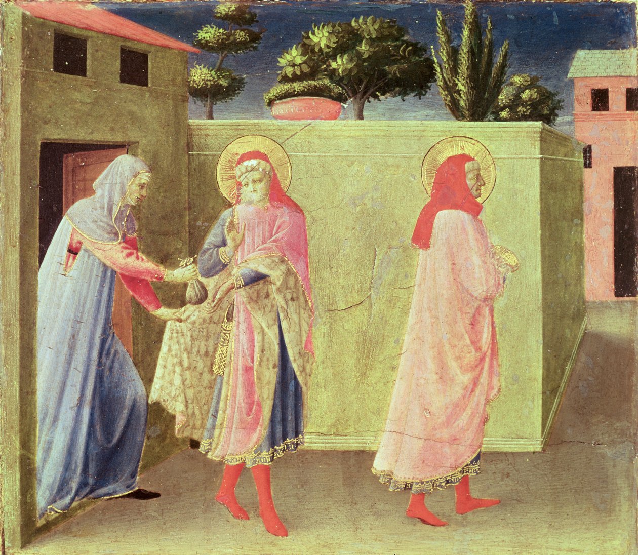 The Healing of Palladia af SS. Cosmas og Damian, predella fra Annalena-altertavlen, 1434 (tempera på panel) af Fra Angelico