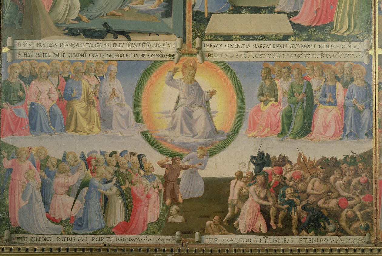 The Last Judgement, detalje fra panel fire i Silver Treasury of Santissima Annunziata, c.1450-53 (tempera på panel) af Fra Angelico