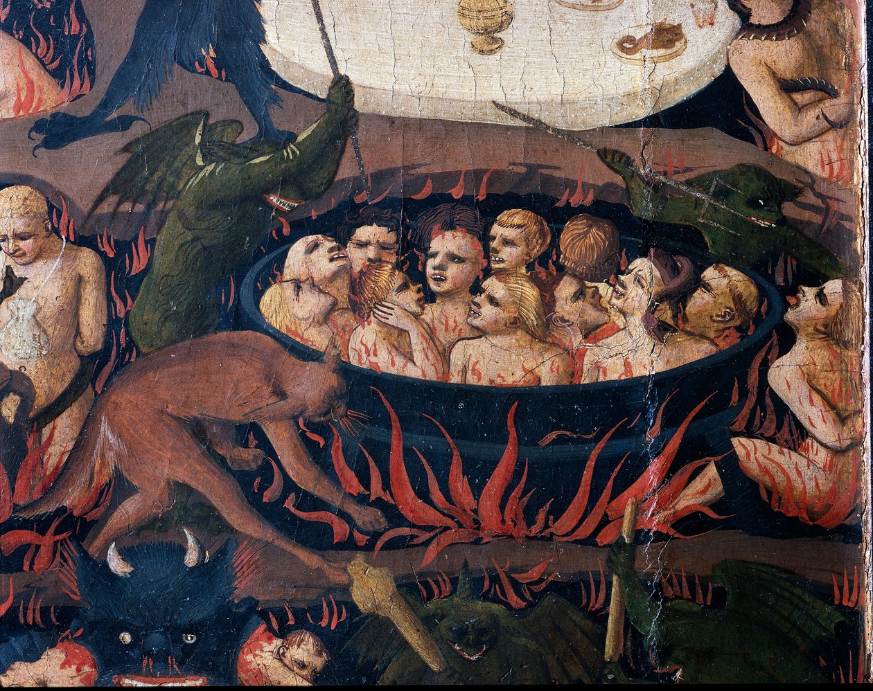 The Last Judgment: Hell - Sjælene fra de forbandede, der blev udsat for tortur i helvedes cirkler, 1432-1435 af Fra Angelico