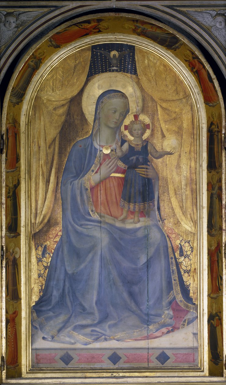 Linaiuoli-triptykonen, detalje af Jomfruen og barnet på tronen, 1433 tempera på panel, se også 76093 af Fra Angelico