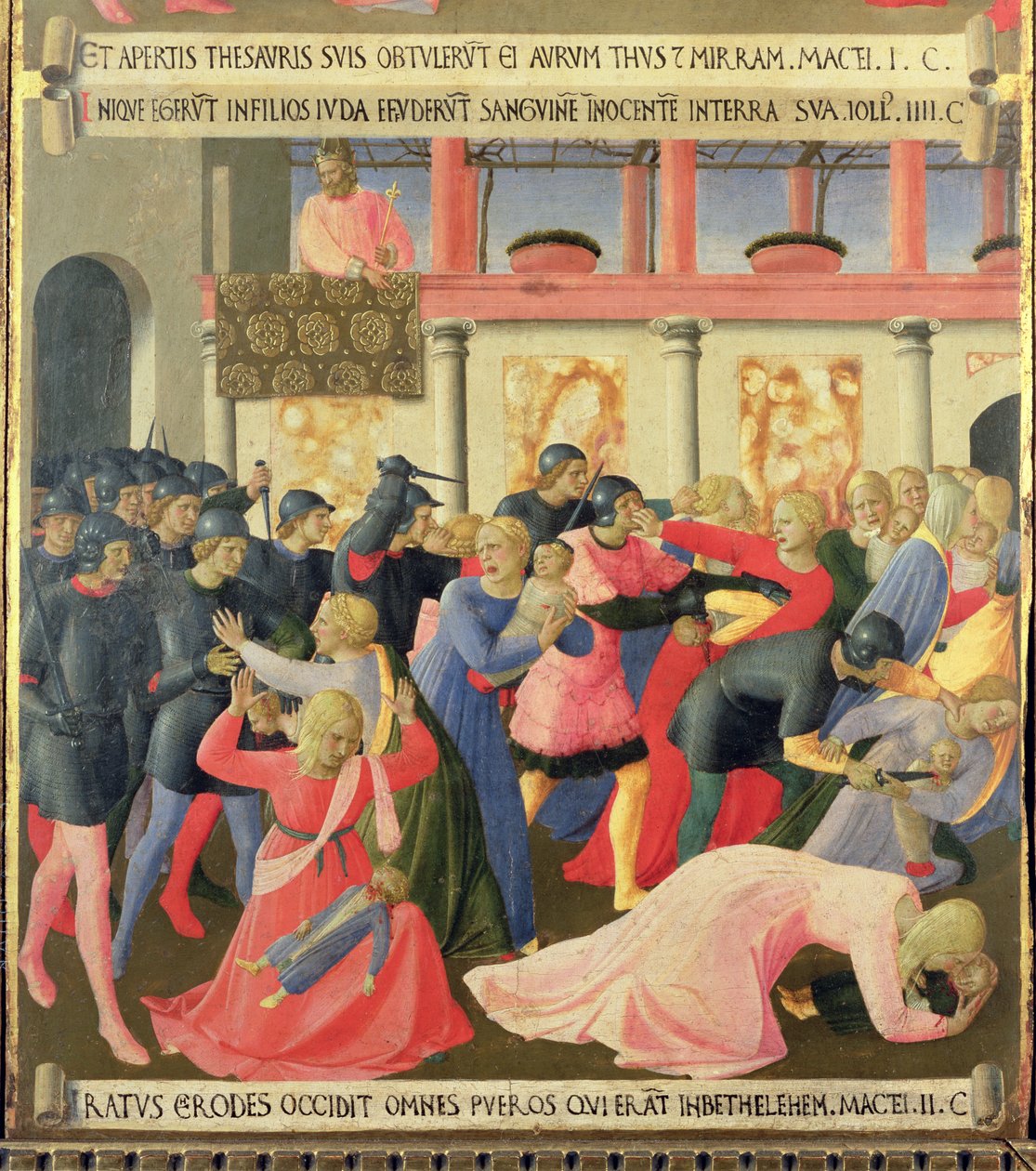 Massakren på de uskyldige, detalje fra det første panel i Santissima Annunziata-sølvskatkammeret, ca. 1450-53 (tempera på panel) af Fra Angelico