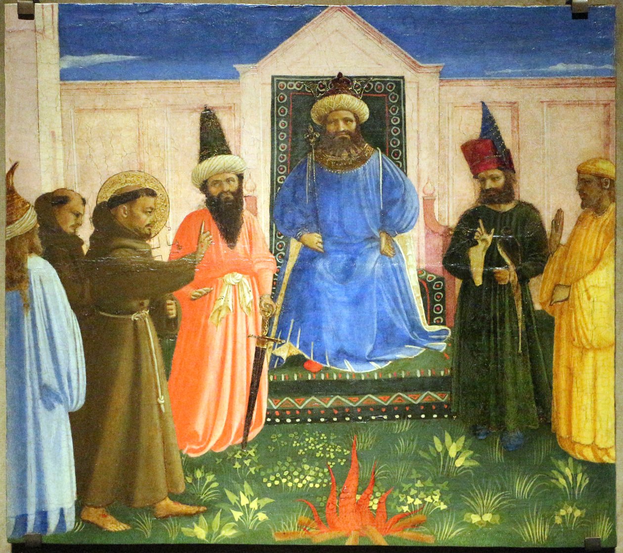 Francis tilbyder at gå gennem ild for at omvende sultanen af Egypten (Legenda maior, IX, 8). af Fra Angelico
