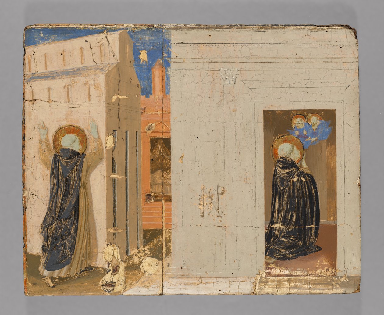 Die Vision von Papst Innozenz III.; Heilige Petrus und Paulus erscheinen dem Heiligen Dominikus af Fra Angelico
