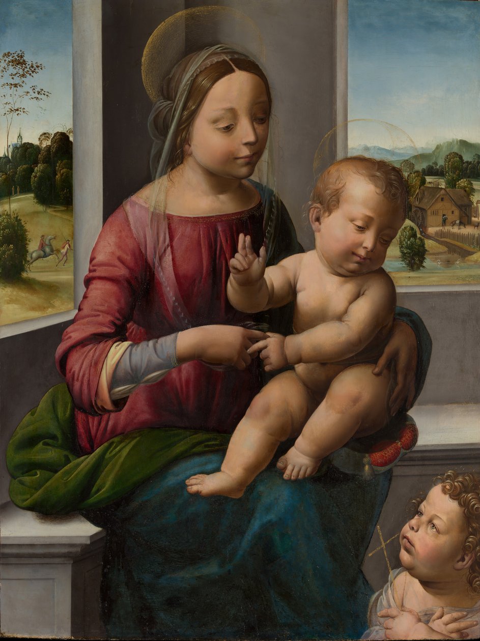 Madonna og barn med den unge Sankt Johannes Døberen, ca. 1497. af Fra Bartolomeo