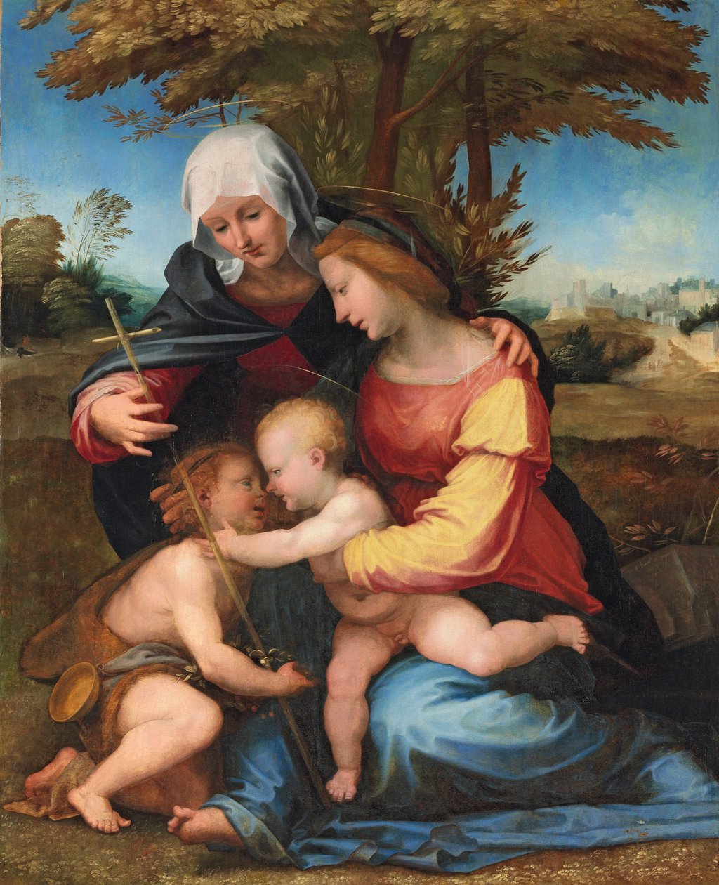 Madonnaen og barnet i et landskab med Saint Elizabeth og spædbarnet Saint John the Baptist, 1516 af Fra Bartolomeo