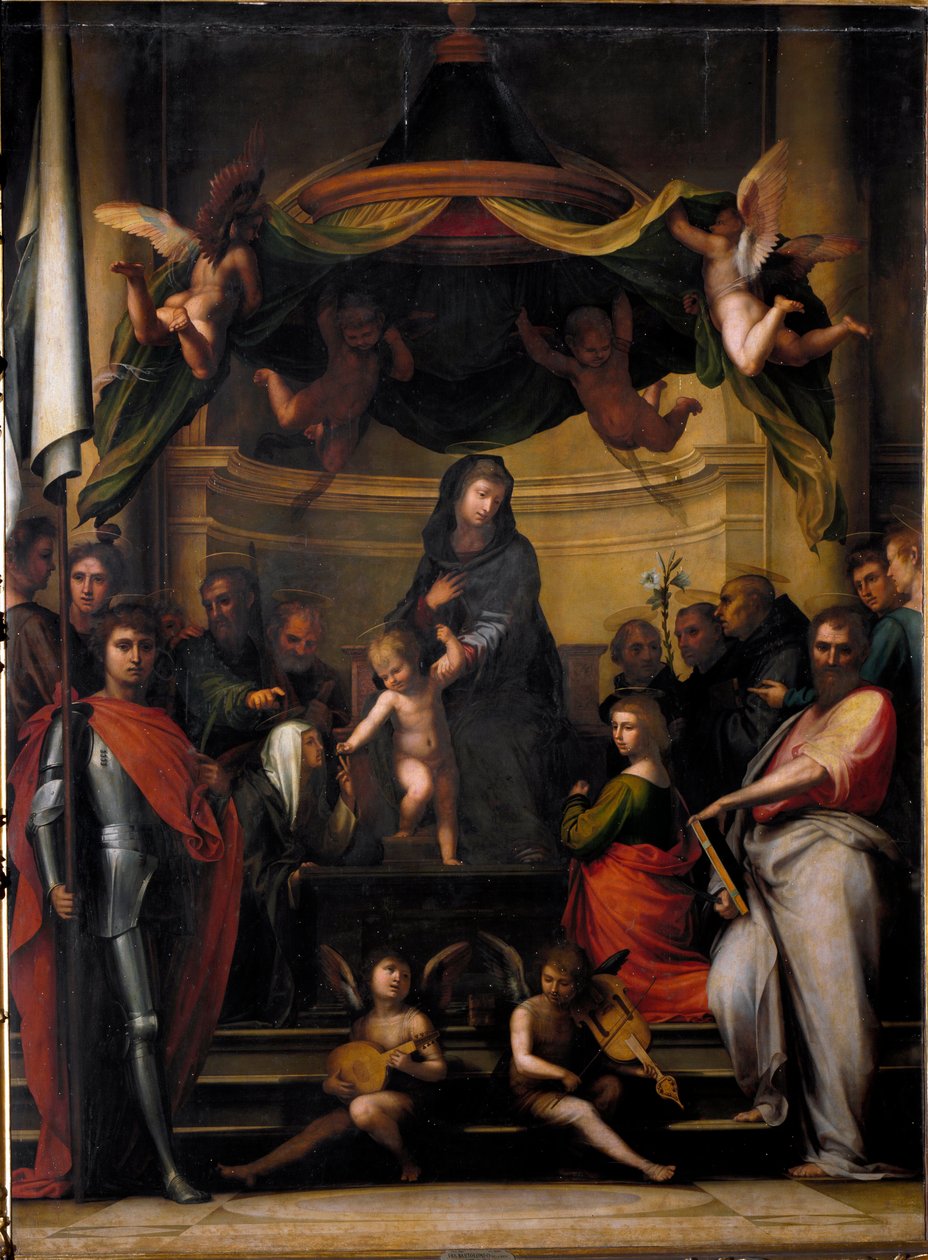The Virgin on the Throne or “” the Mystical Marriage of St. Catherine ”” Painting by Fra Bartolomeodani af Fra Bartolomeo