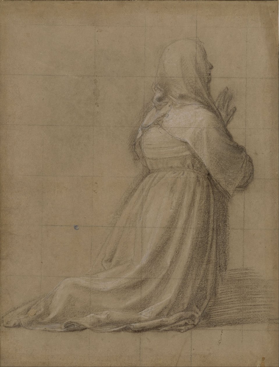 Knælende kvinde i bøn, set bagfra (studie til figuren af Sankt Katharina) af Fra Bartolomeo