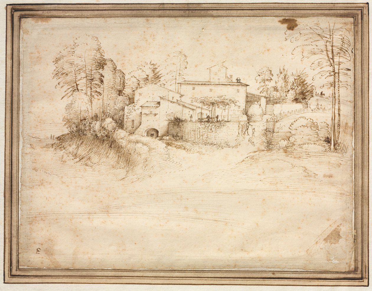 Bondegård på skråningen af en bakke, ca. 1508. af Fra Bartolommeo