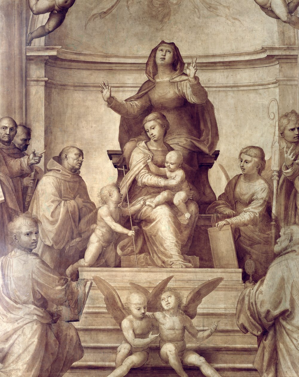 Det store råds altertavle, detalje, der forestiller Sacra Conversazione, 1510 olie på paneldetalje af 94753, se også 94718-21 af Fra Bartolommeo