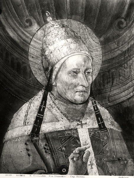 Alexander I (d.115) fra Det Sixtinske Kapel (fresco) (s/h-foto) af Fra Diamante