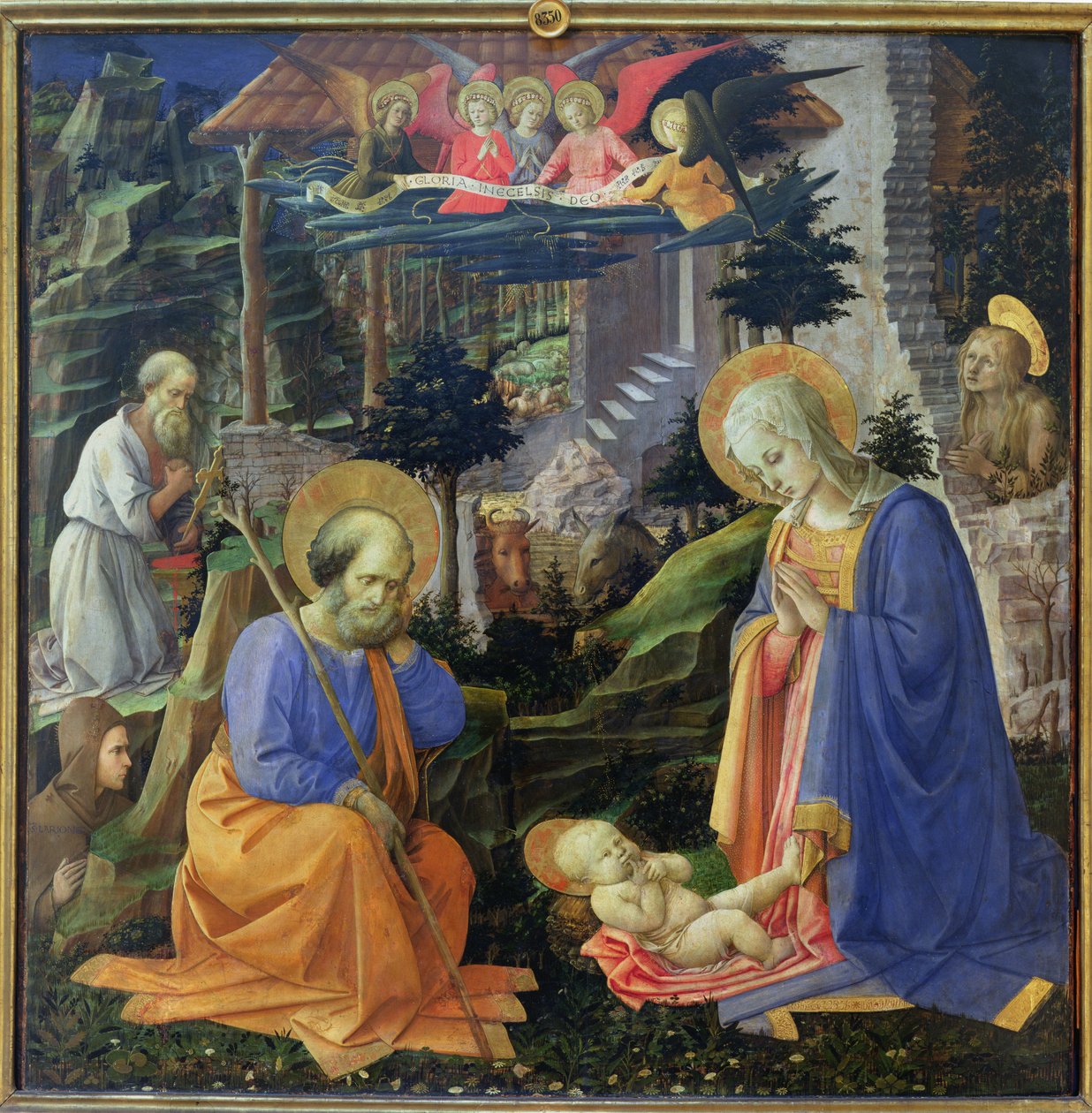 Tilbedelse af barnet med SS. Hilary, Jerome, Mary Magdalene og Engle (tempera på panel) af Fra Filippo Lippi