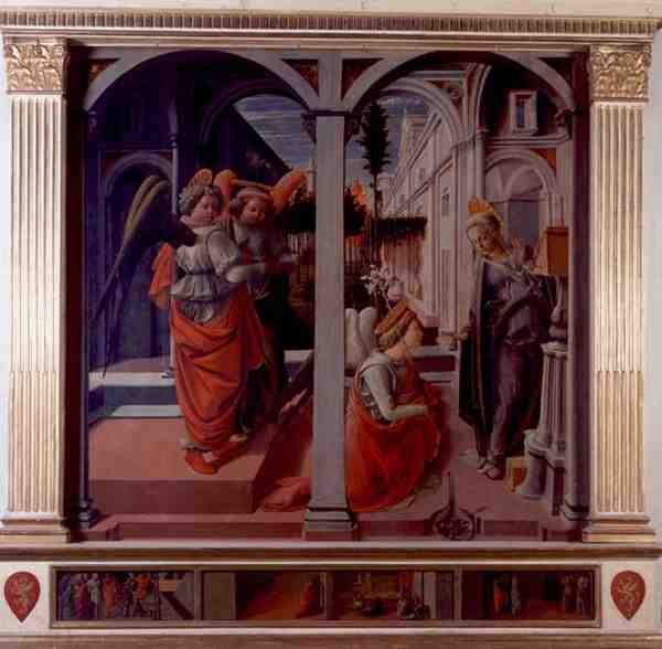 Bebudelsen, ca. 1445 (olie på panel) (se også 80047) (for detaljer se 99684 & 99686) af Fra Filippo Lippi