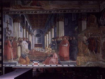 Fejringen af Sankt Stefans relikvier (som viser en del af Sankt Stefans martyrium), 1452-66 (se også 63780 & 63781) af Fra Filippo Lippi