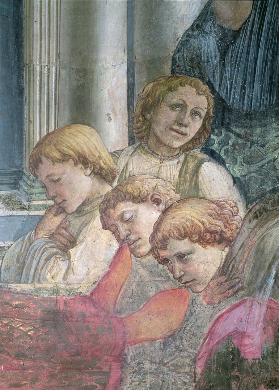 Celebration of the Relics of St. Stephen detalje af korister, 1452-66 fresco se også 63780 & 63782 af Fra Filippo Lippi