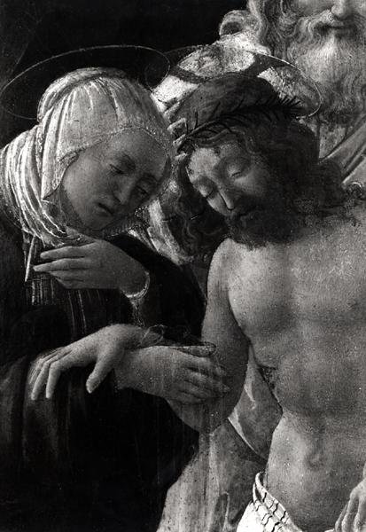 Begravelsen, detalje af Jomfruen og Kristus af Fra Filippo Lippi