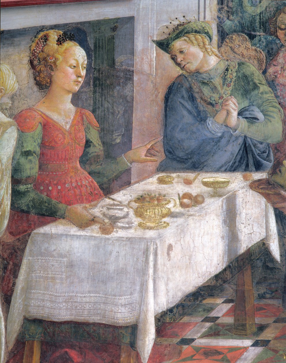 Herodes fest; detalje, der forestiller Herodius, fra fresko-cyklussen The Lives of SS. Stephen og Johannes Døberen fra Capella dell"Assunta af Fra Filippo Lippi