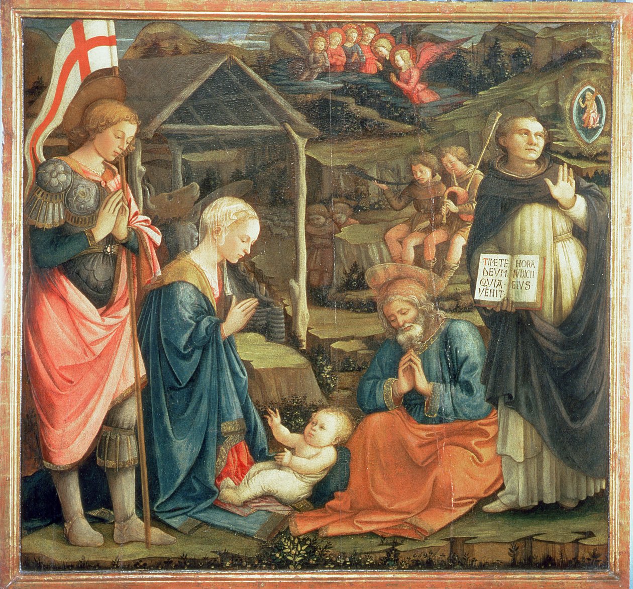 Fødselen med SS. Michael og Dominic, 1470 af Fra Filippo Lippi