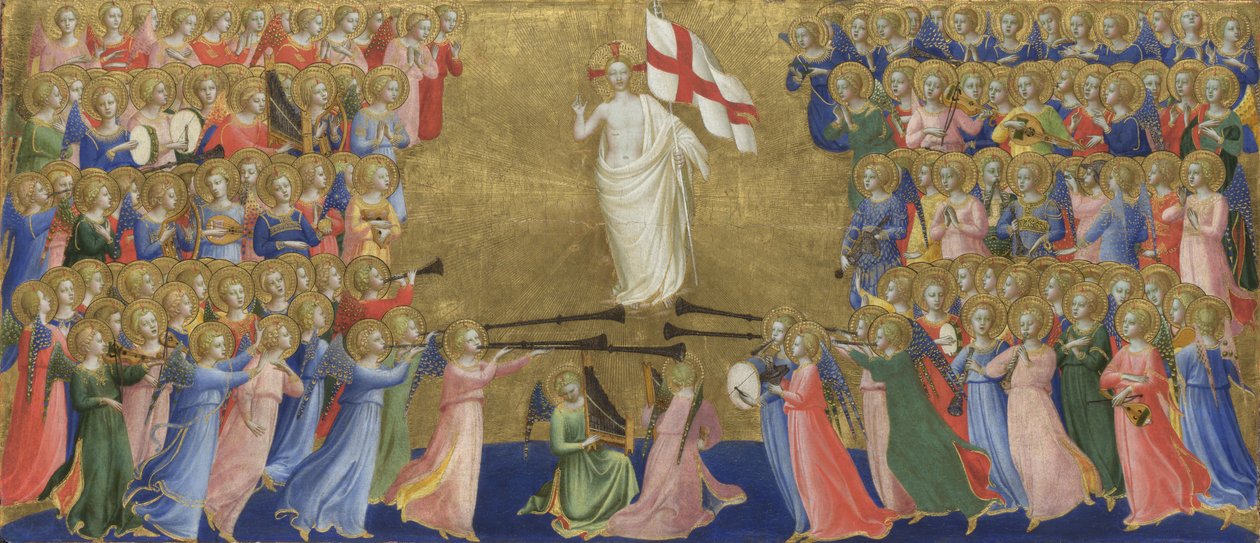 Kristus glorificeret i Himmelrettens panel fra Fiesole San Domenico altertavle, ca. 1423-1424 af Fra Giovanni Angelico da Fiesole
