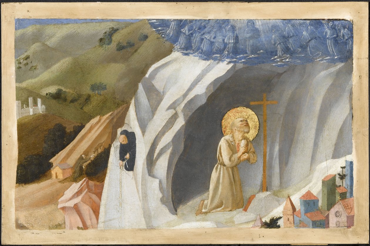 Sankt Benedikt fristet i ørkenen, 1430 af Fra Giovanni Angelico da Fiesole