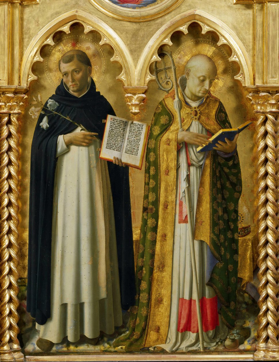 De hellige Dominicus og Nicholas af Bari fra Perugia-altertavlen, ca 1437. af Fra Giovanni Angelico da Fiesole