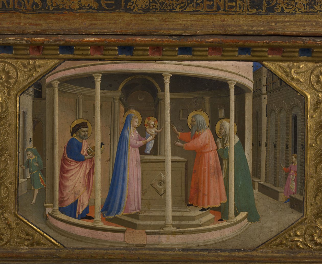 Præsentationen i templet Bebudelsestabel med 5 Predella-scener, 1430-1432 af Fra Giovanni Angelico da Fiesole