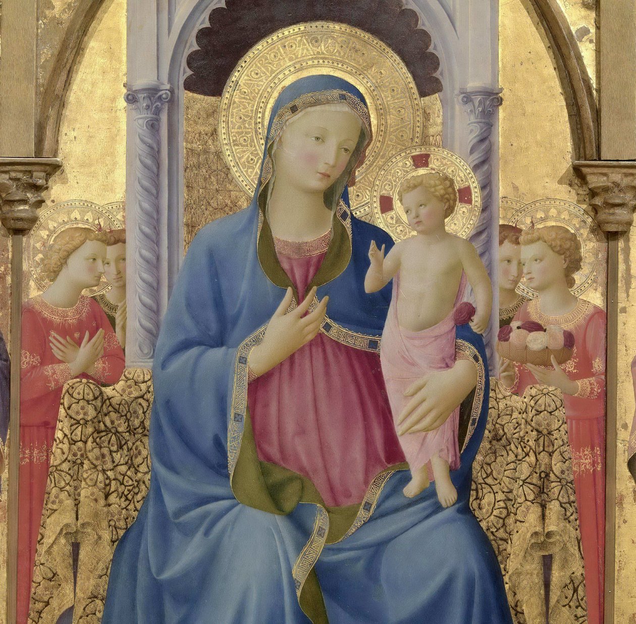 Jomfruen og Barnet. Cortona Polyptykon Detalje af centralpanel, ca 1437. af Fra Giovanni Angelico da Fiesole