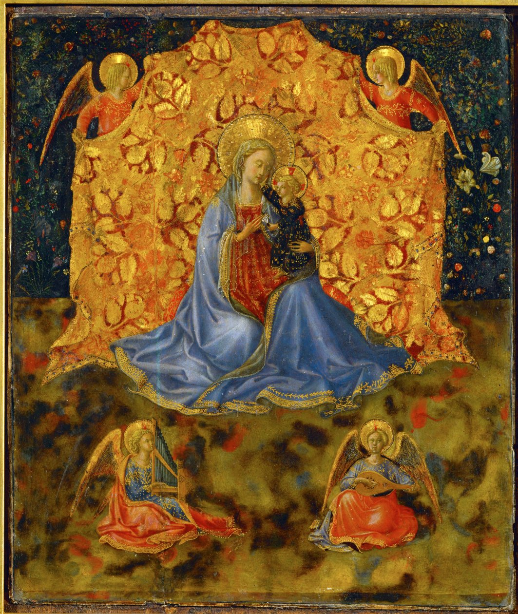 Madonna og engle (maleri på lærred) af Fra & Lippi F (c.1406-69) Angelico
