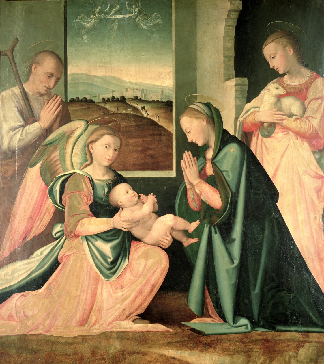 Den hellige familie med St. Agnes af Fra da Pistoia Paolino
