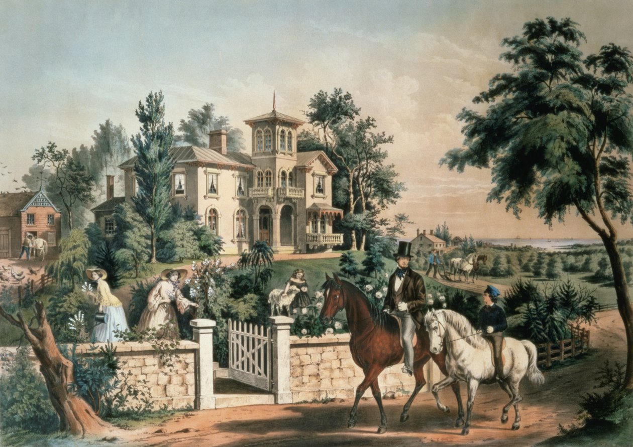 American Country Life, indgraveret af Nathaniel Currier (1813-88) pub. af Currier and Ives, New York, 1855 af Frances Flora Bond Palmer