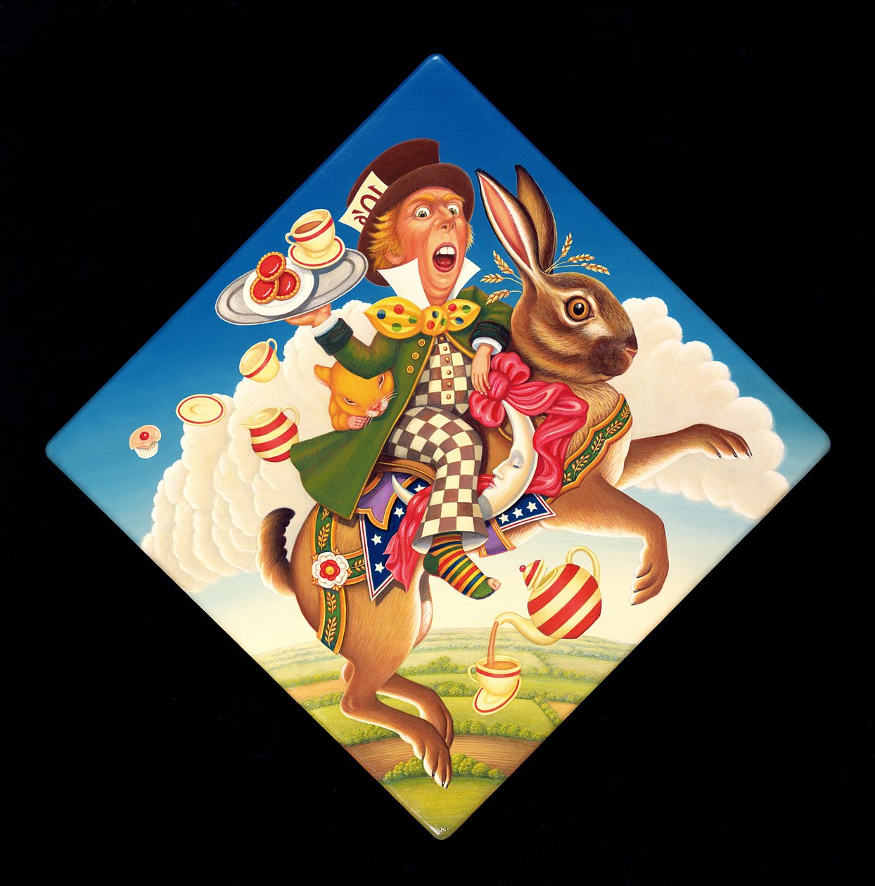 A Mad Tea Party, 2008 (olie og tempera på panel) af Frances Broomfield