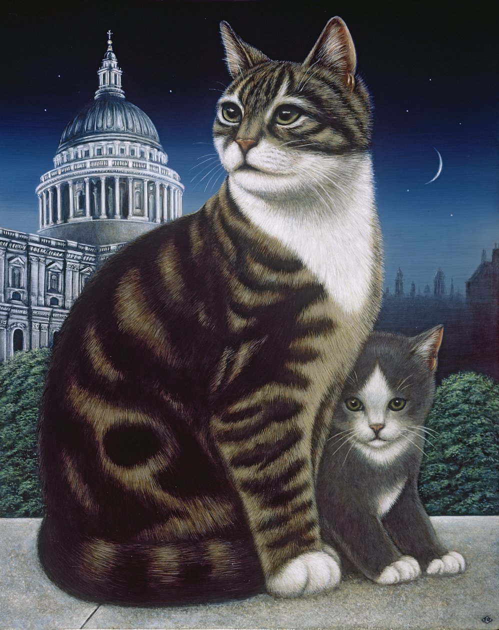 Faith, St. Pauls Cat, 1995 (olie og tempera på panel) af Frances Broomfield