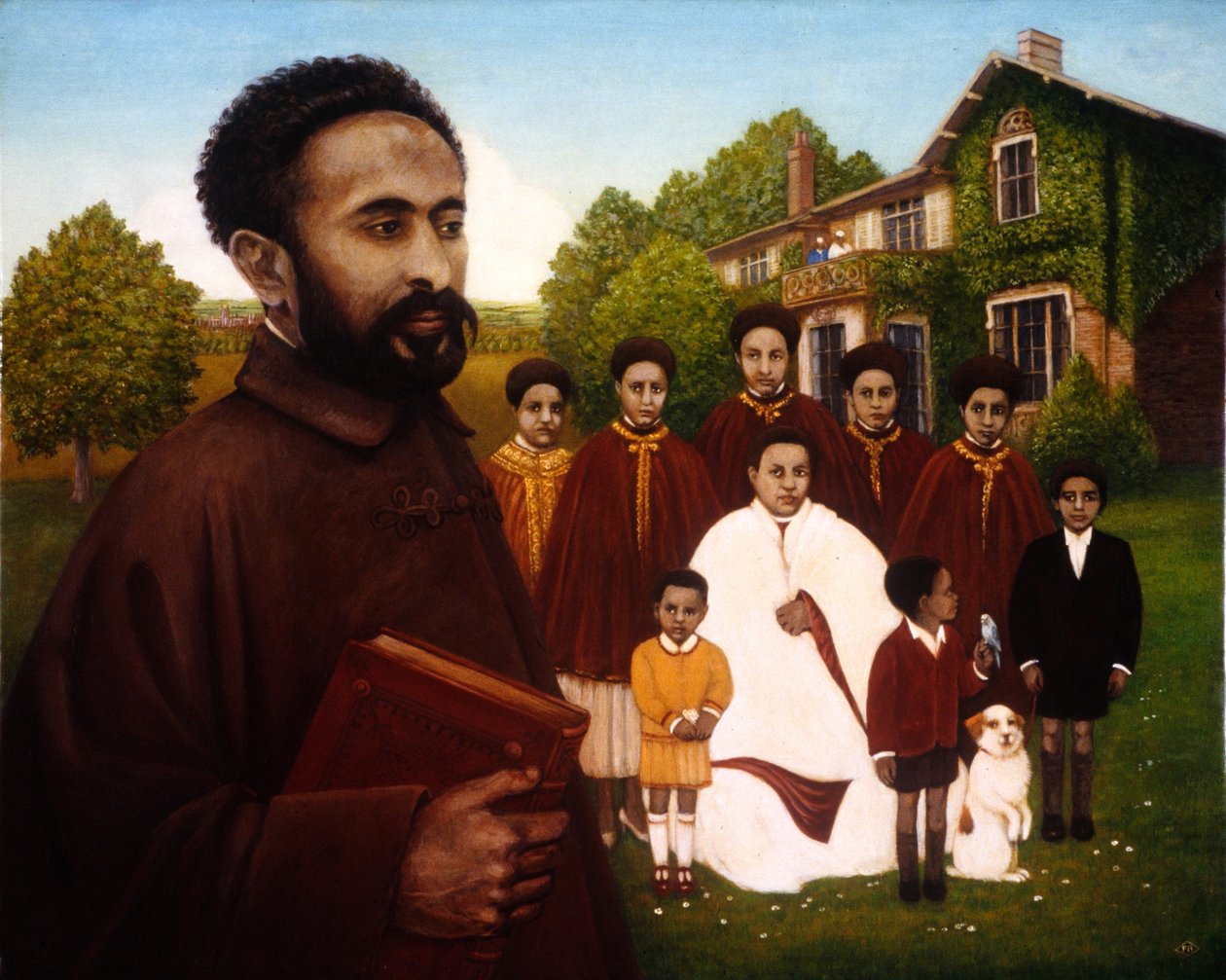 Haile Selassie i eksil, 1987 (olie og tempera på panel) af Frances Broomfield