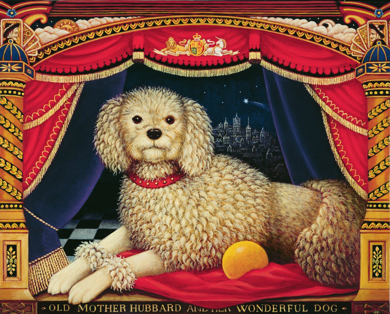 Old Mother Hubbards Wonderful Dog, 1998 (olie og tempera på panel) af Frances Broomfield