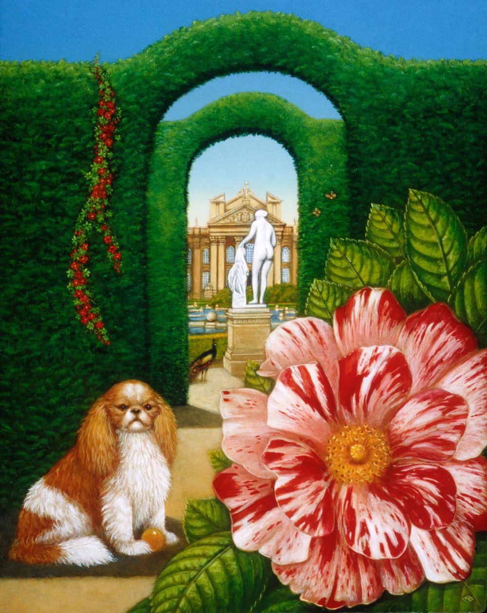 Rosa Mundi, 1995 (olier og tempera på panel) af Frances Broomfield