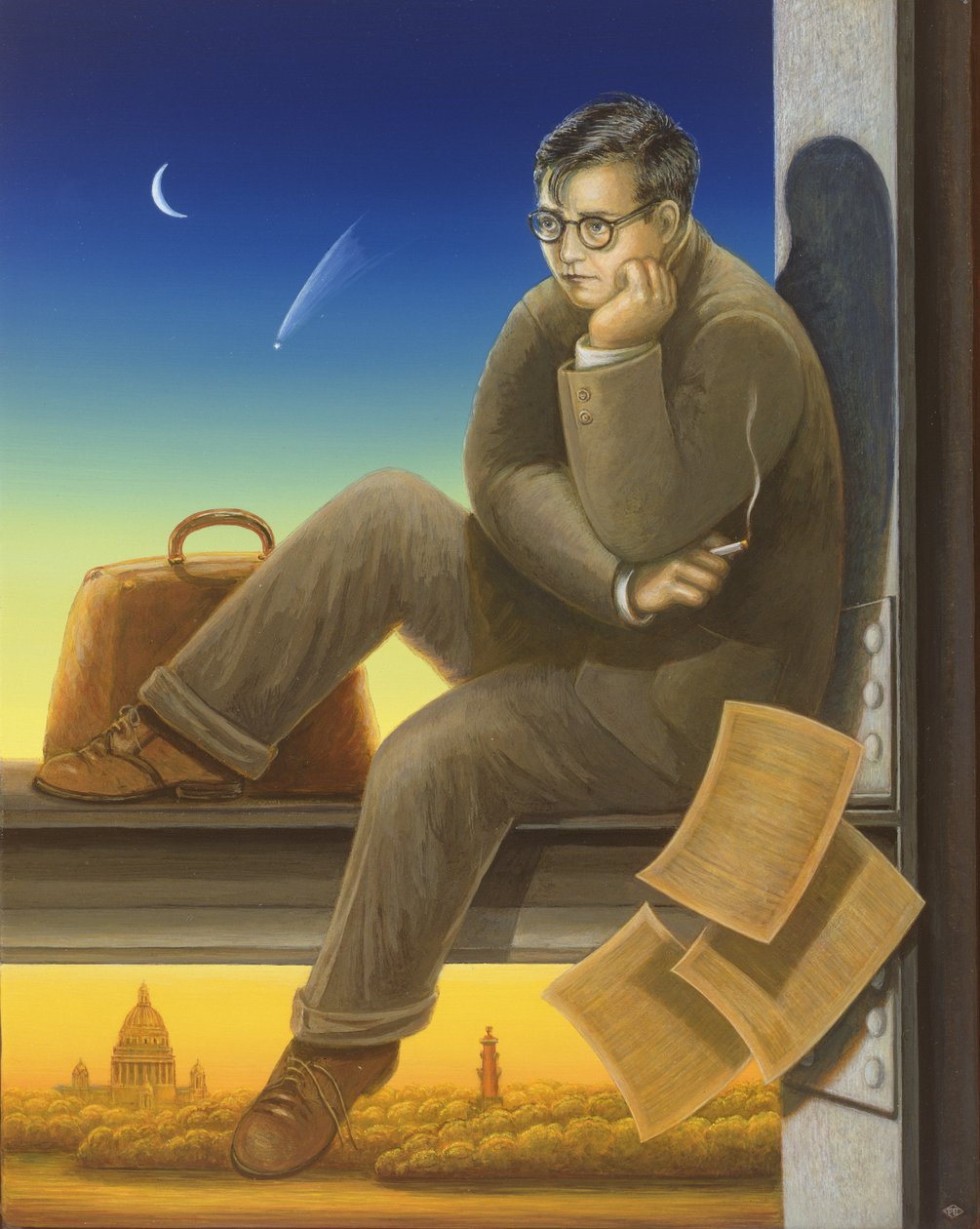 Shostakovich (1906-75) 2003 (olie og tempera på panel) af Frances Broomfield