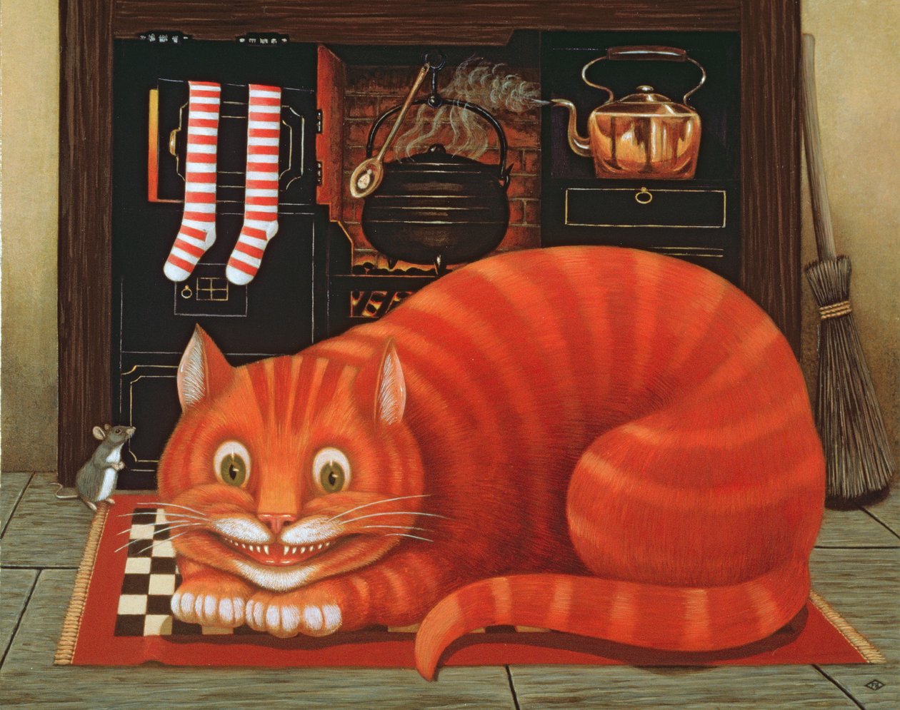 The Cheshire Cat, 1993 (olie og tempera på panel) af Frances Broomfield
