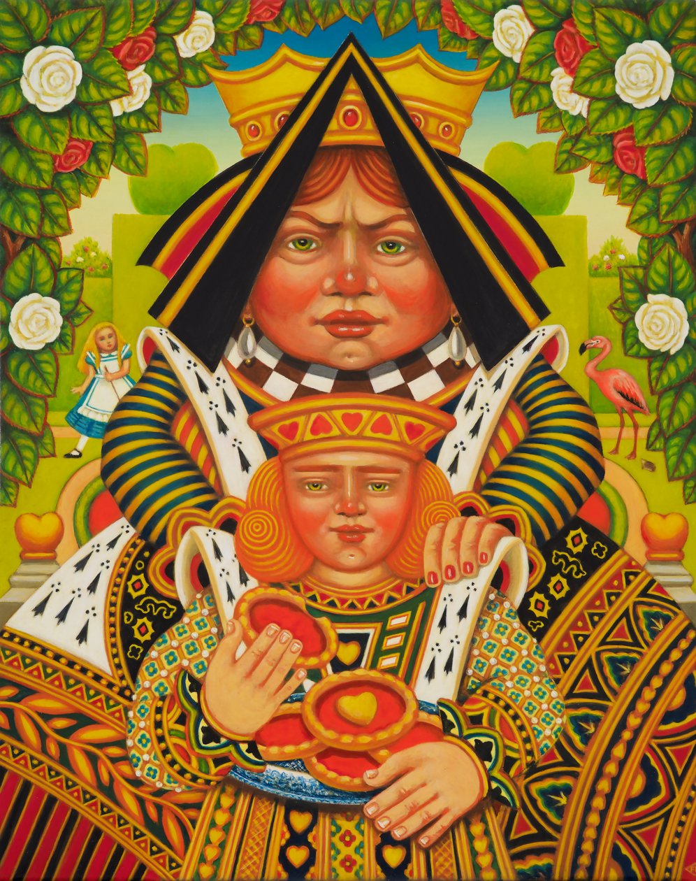 The Knave of Hearts, 2017 (olie & tempera på panel) af Frances Broomfield