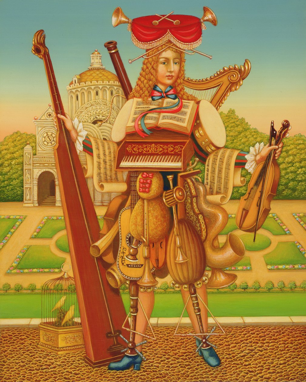 The Musicians Garden, 1997 (olie og tempera på panel) af Frances Broomfield
