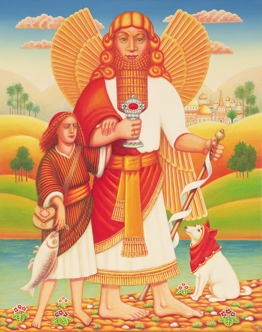 Tobias and the Angel, 2009 (olie og tempera på panel) af Frances Broomfield