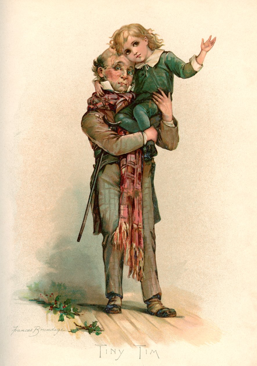Bob Cratchit bærer lille Tim af Frances Brundage