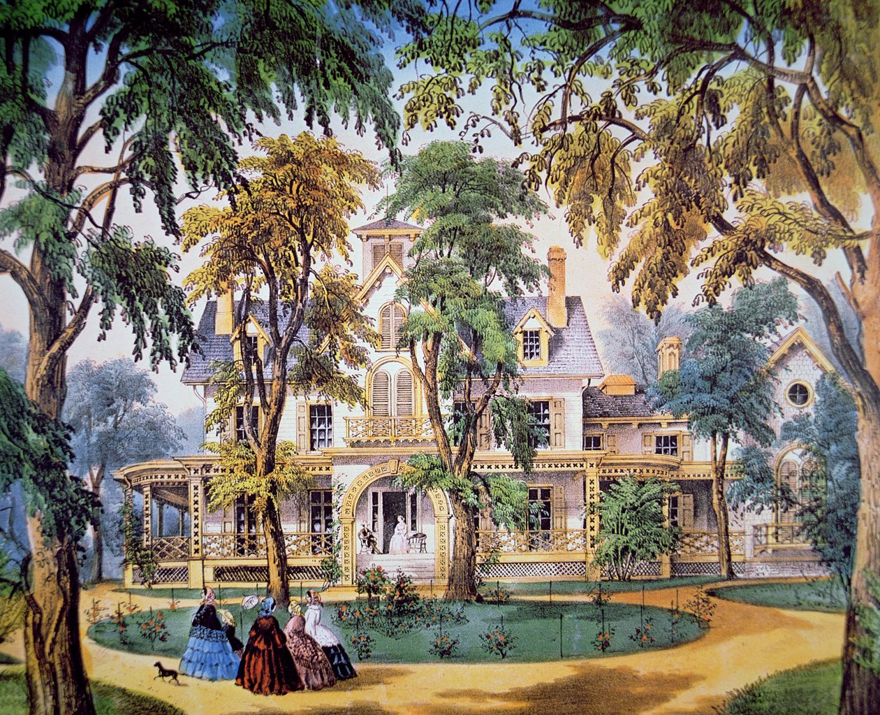 Et planters hus, ca. 1858 (farve litho) af Frances Flora Bond (c.1812 76) Palmer