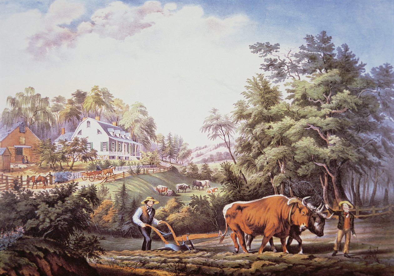 American Farm Scene af Frances Flora Bond (c.1812 76) Palmer
