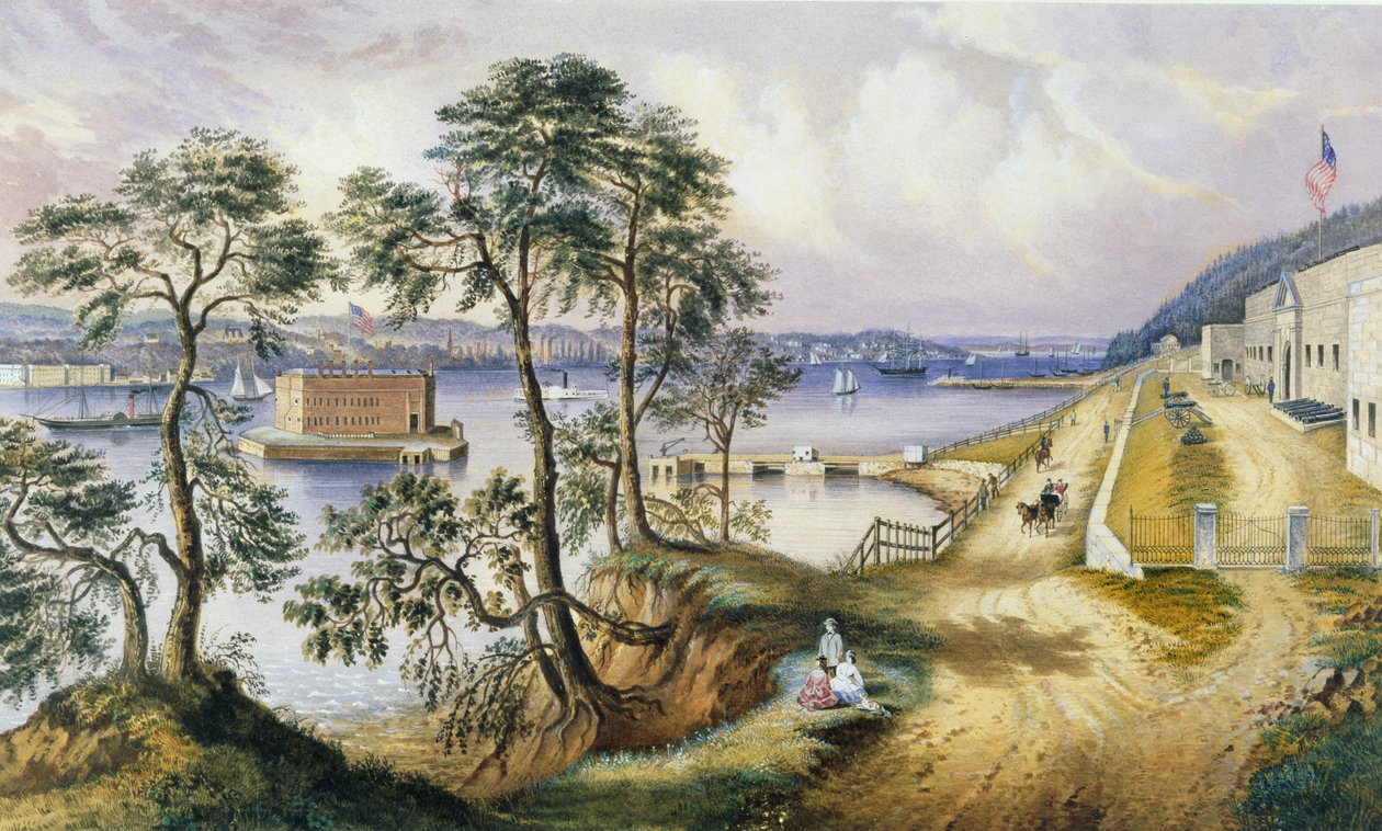 Staten Island and the Narrows fra Fort Hamilton, N.Y., ca. 1861 af Frances Flora Bond Palmer