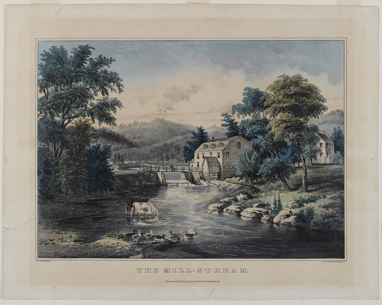 The Mill-Stream, udgivet af Currier & Ives, New York (håndfarvet litho) af Frances Flora Bond Palmer