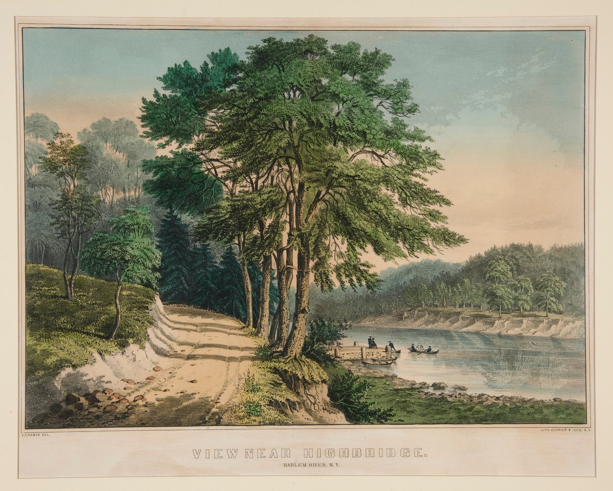 Udsigt nær Highbridge. Harlem River, N.Y. af Frances Flora Bond Palmer