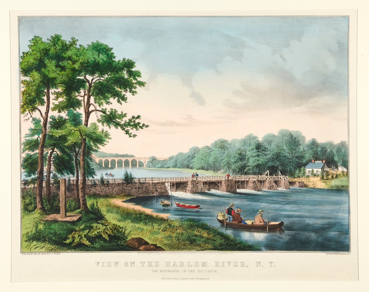 Udsigt over Harlem River, N.Y. af Frances Flora Bond Palmer